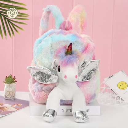 Cartable féérique en peluche licorne