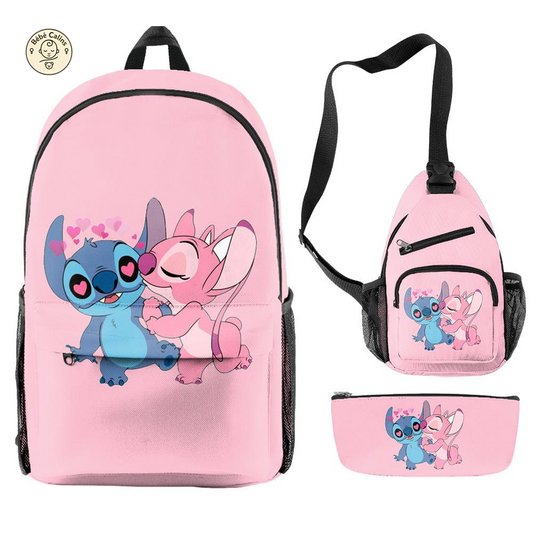Ensemble Cartable Stitch 3 Pièces : Sac à Dos et Trousse Chic et Pratique