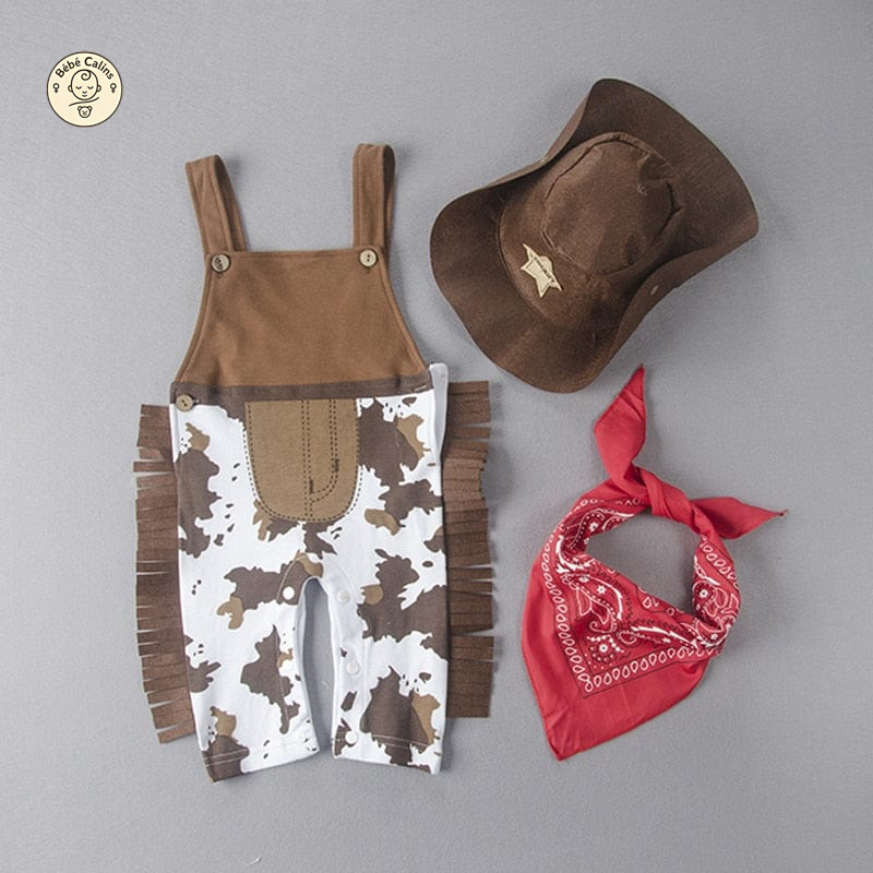 Déguisement cowboy bébé fille et garçon 3 pièces