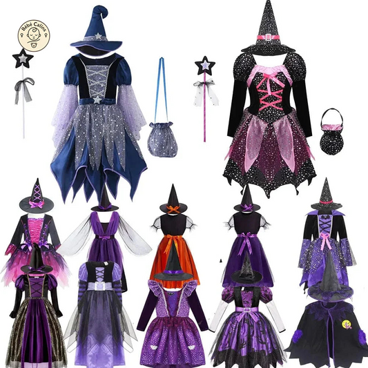 Costume de Sorcière Multicolore Enfant avec Chapeau
