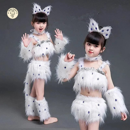 Déguisement Chat Blanc Fille Danse Cosplay