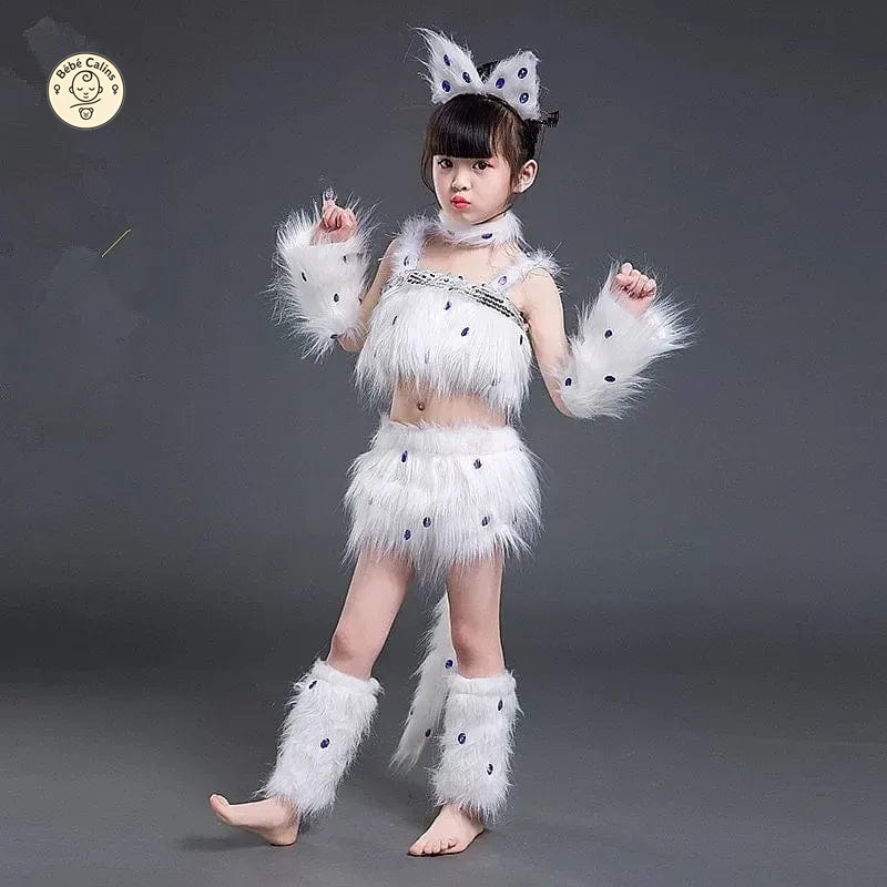 Déguisement Chat Blanc Fille Danse Cosplay