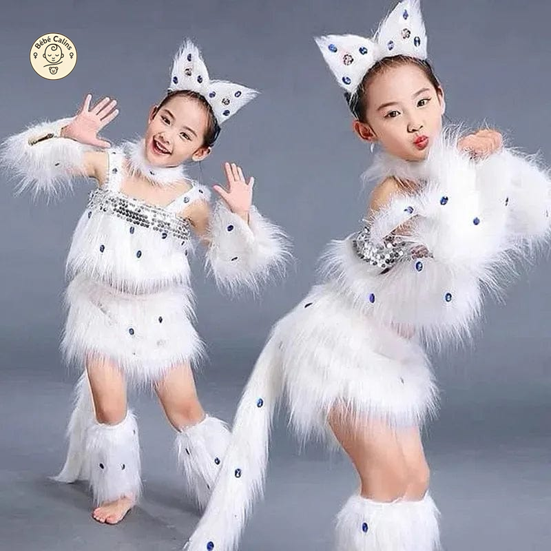Déguisement Chat Blanc Fille Danse Cosplay