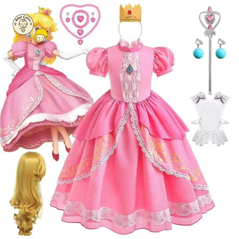 Déguisement Princesse Peach Rose Enfant Cosplay