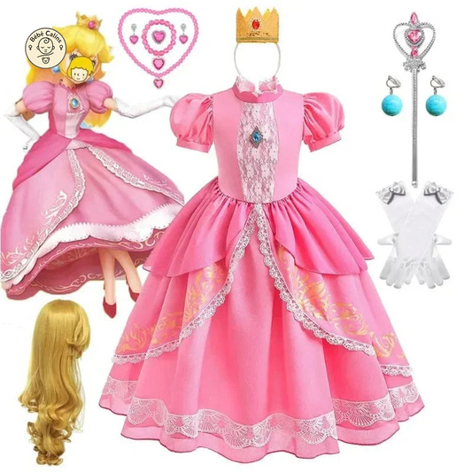 Déguisement Princesse Peach Rose Enfant Cosplay