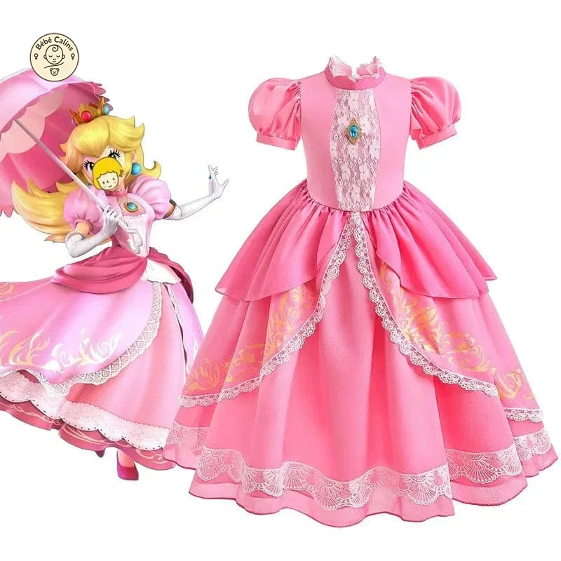 Déguisement Princesse Peach Rose Enfant Cosplay