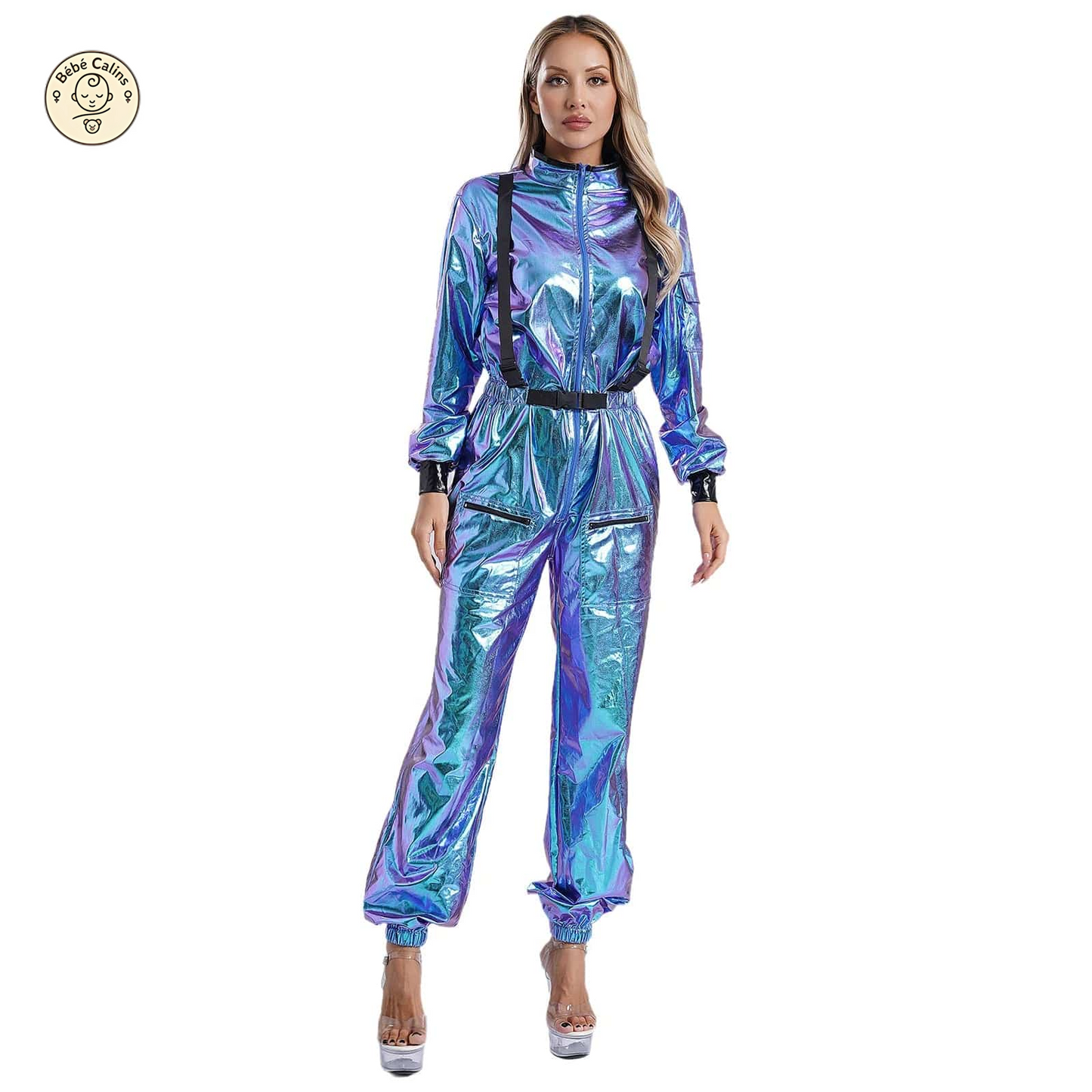 Déguisement Astronaute Métallique Femme à Zip Frontal