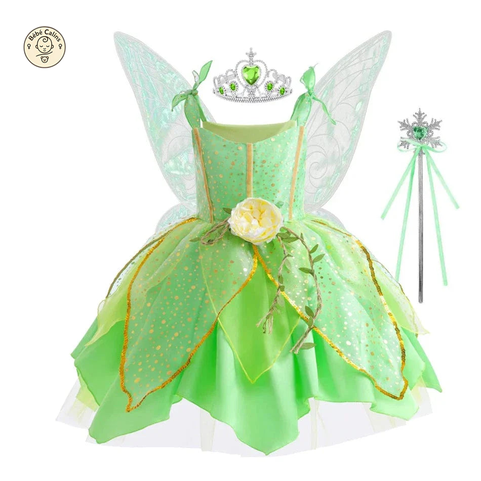 Déguisement fée Princesse Verte Ailée Enfant