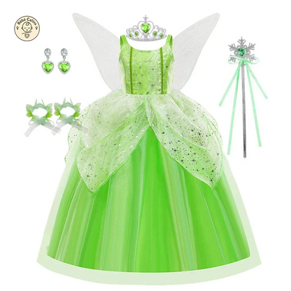 Déguisement fée Princesse Verte Ailée Enfant