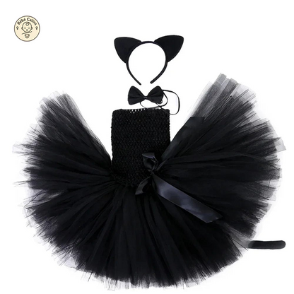 Déguisement Chat Robe Tutu Noir Fille Cosplay