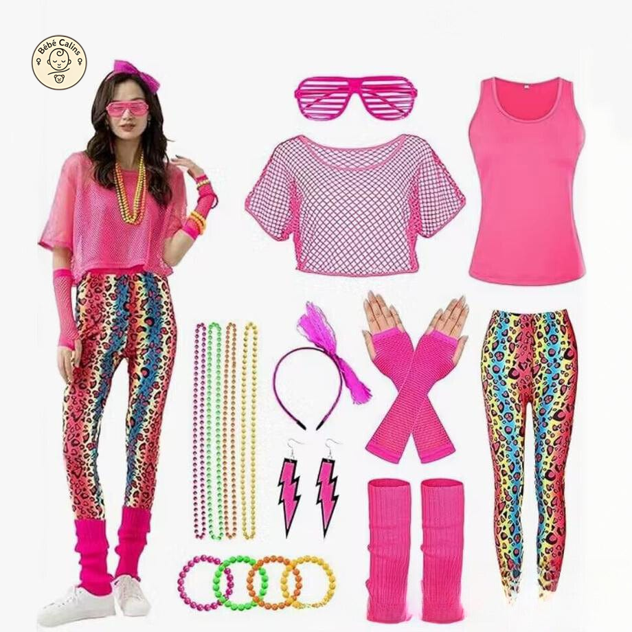 Déguisement année 80 ensemble complet avec accessoires