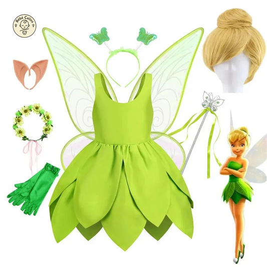 Déguisement fée Clochette Robe Verte Féérique Enfant