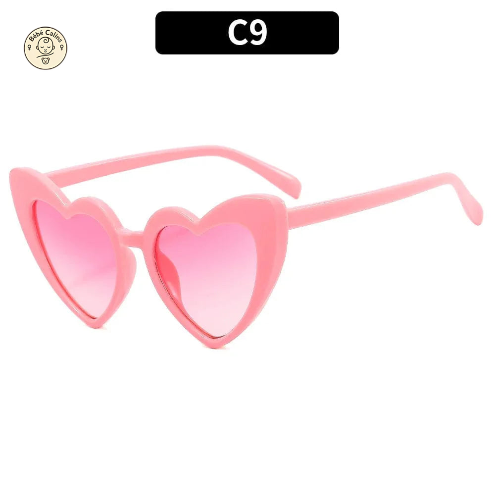 Lunettes de soleil bébé vintage en forme de cœur
