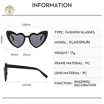 Lunettes de soleil bébé vintage en forme de cœur