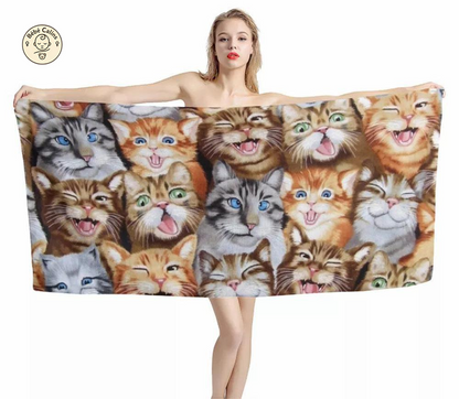 Grande serviette<br>de plage chat
