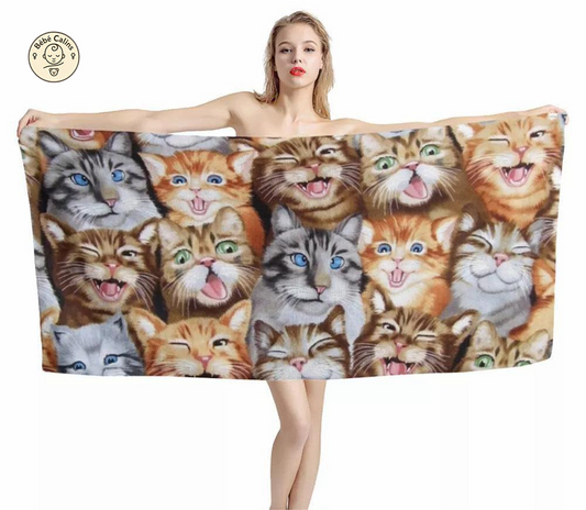 Grande serviette<br>de plage chat