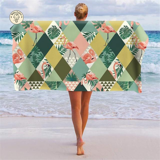 Grande serviette de plage<br>flamant rose