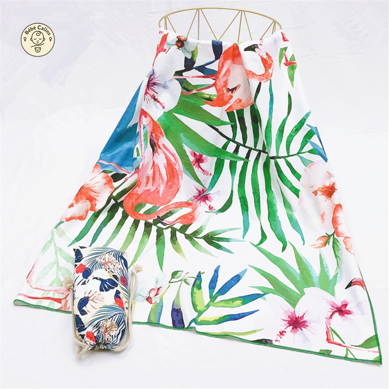 Grande serviette de plage<br>flamant rose