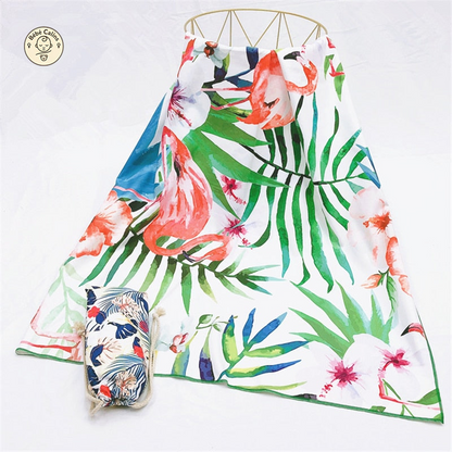 Grande serviette de plage<br>flamant rose