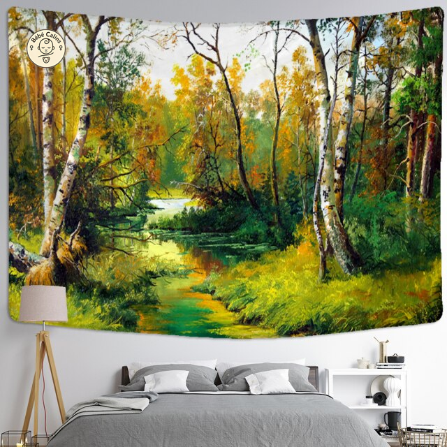 Grande serviette de plage<Br>dans la forêt