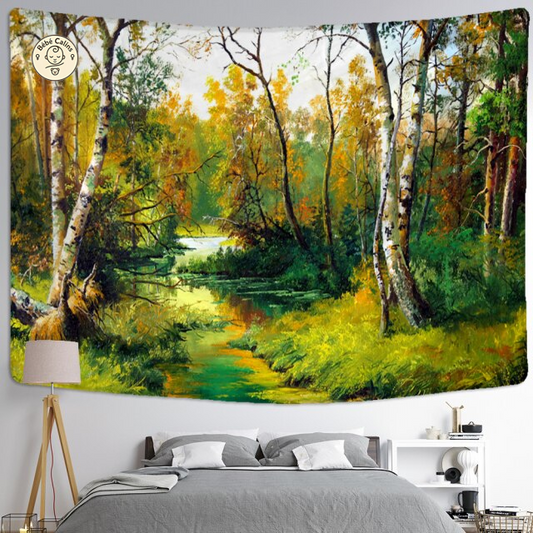 Grande serviette de plage<Br>dans la forêt