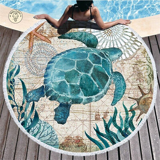 Serviette de plage<br>ronde tortue