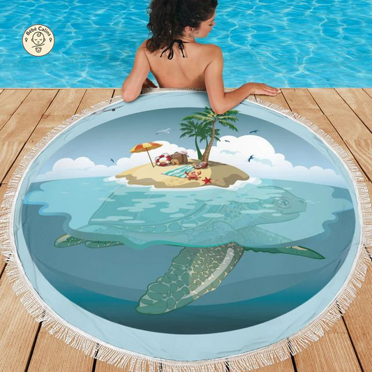 Serviette de plage<Br>ronde marine