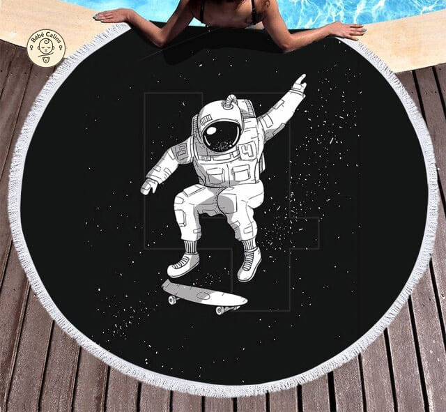 Serviette de plage<Br>ronde noir