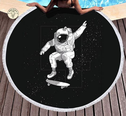 Serviette de plage<Br>ronde noir