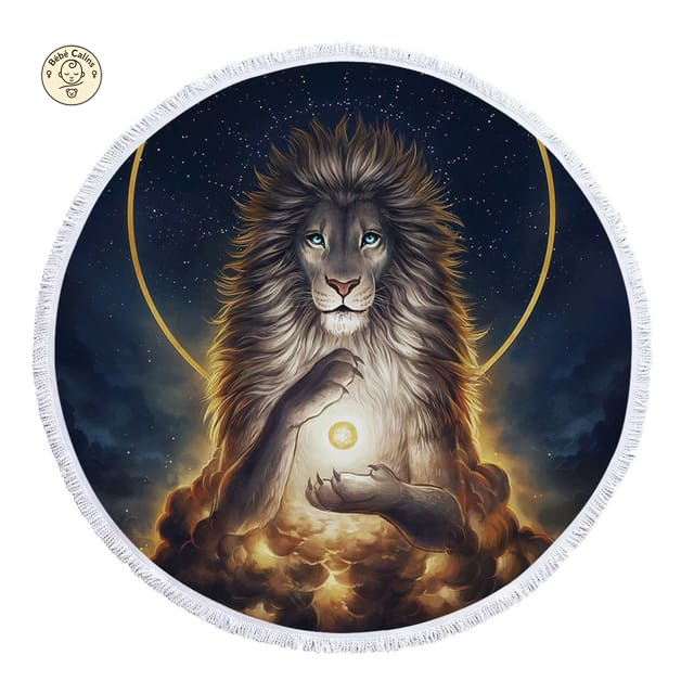 Serviette de plage<br>ronde lion