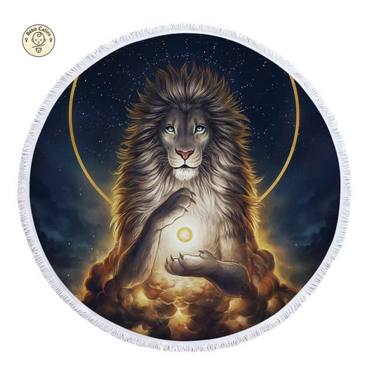 Serviette de plage<br>ronde lion