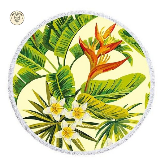 Serviette de plage<br>ronde fleurie