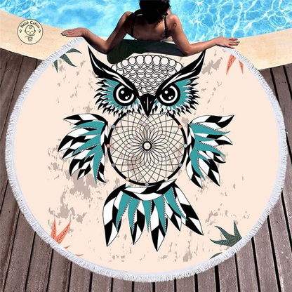 Serviette de plage<br>ronde hibou