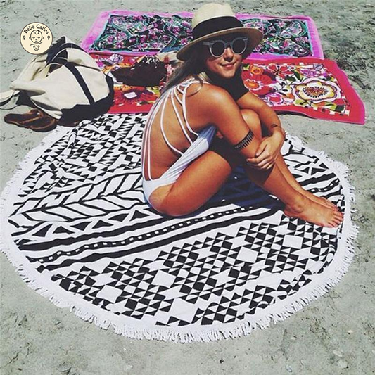 Serviette de plage<br>ronde en coton