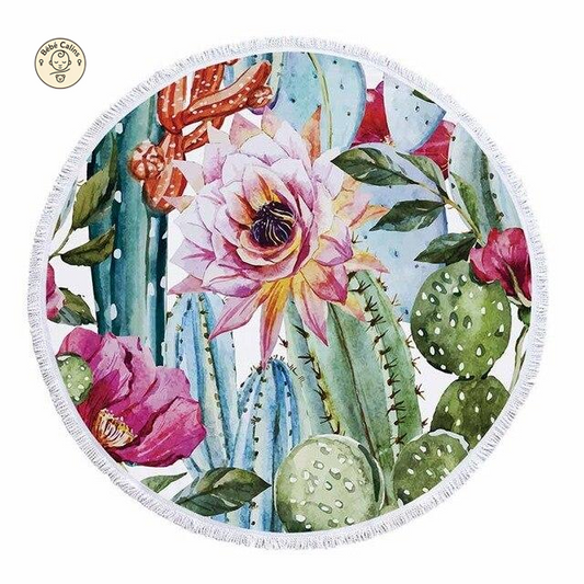 Serviette de plage<Br>ronde cactus