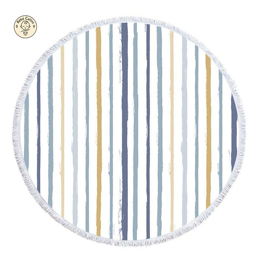 Serviette de plage<br> ronde à rayures