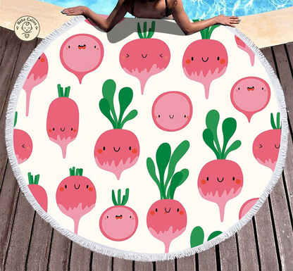 serviette de plage<br> ronde radis
