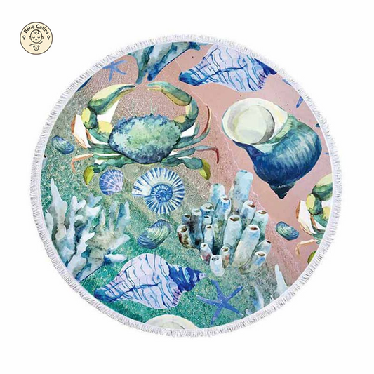Serviette de plage<br> ronde corail