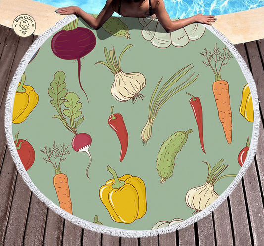 Serviette de plage<br> ronde du potager
