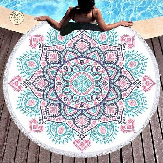 Serviette de plage<Br> ronde bohème