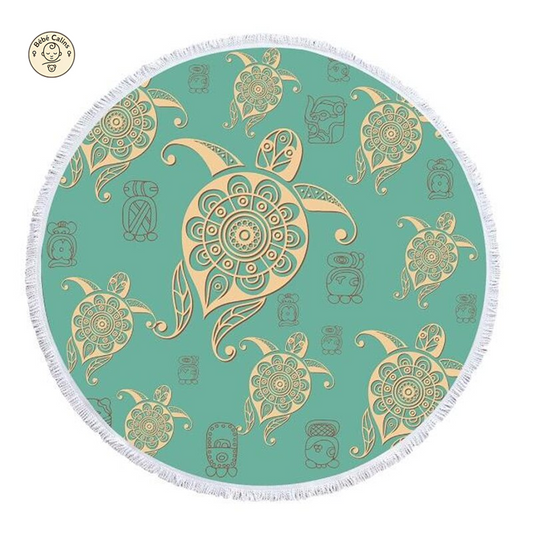 Serviette de Plage Tortue Ronde - Turquoise