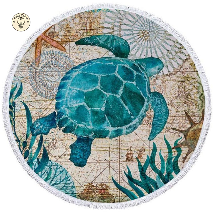 Serviette de Plage Tortue Ronde - Rétro