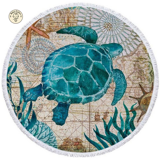 Serviette de Plage Tortue Ronde - Rétro