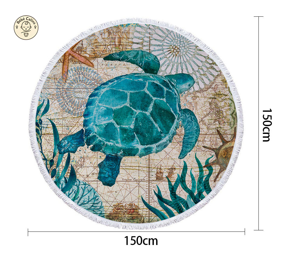 Serviette de Plage Tortue Ronde - Rétro