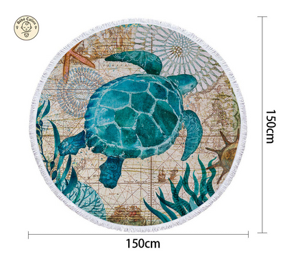 Serviette de Plage Tortue Ronde - Rétro