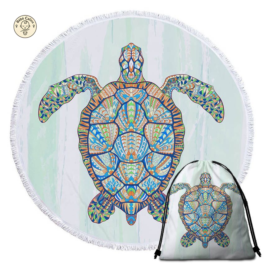 Serviette de Plage Tortue Ronde - Multicolore