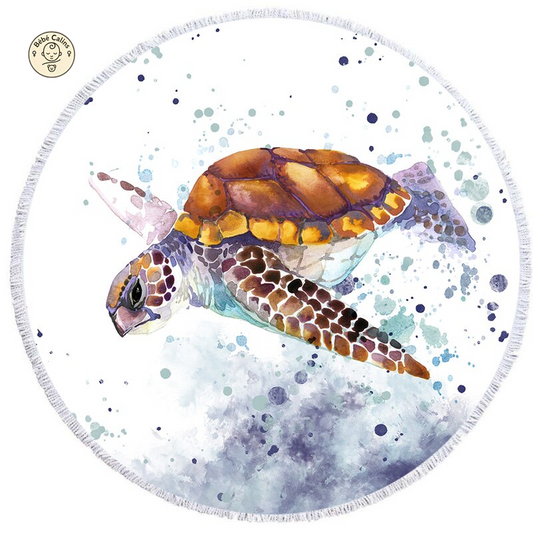 Serviette de Plage Tortue Ronde - Aquarelle
