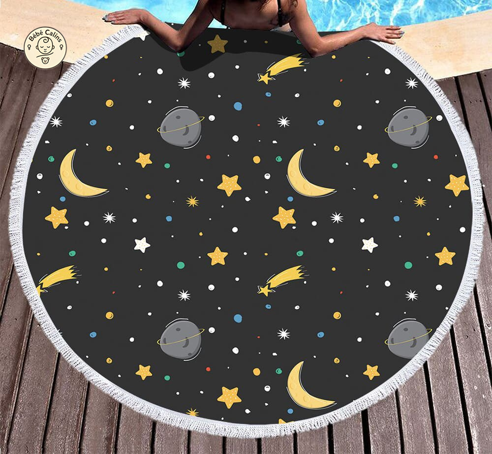 Serviette de plage ronde<br> dessin ciel étoilé