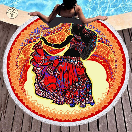 Serviette de plage ronde<br> danse africaine