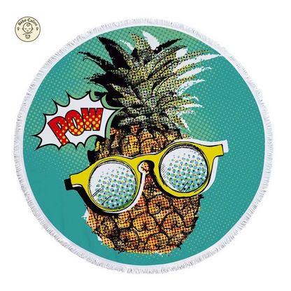 Serviette de plage ronde<br> ananas insolite